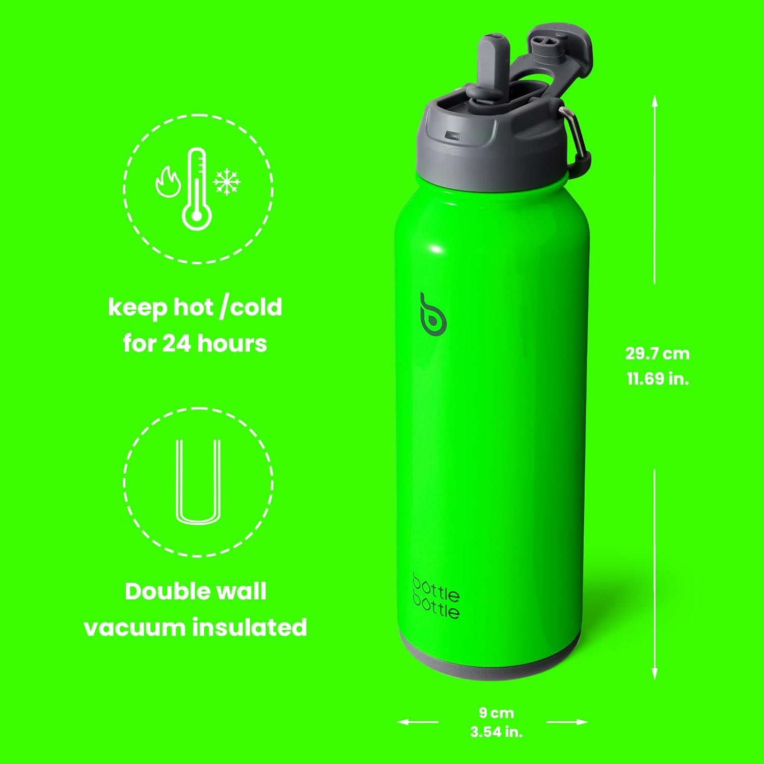 BOTTLE BOTTLE 40 oz sports water bottle stainless steel insulated water bottle with straw and pills holder - Image 5
