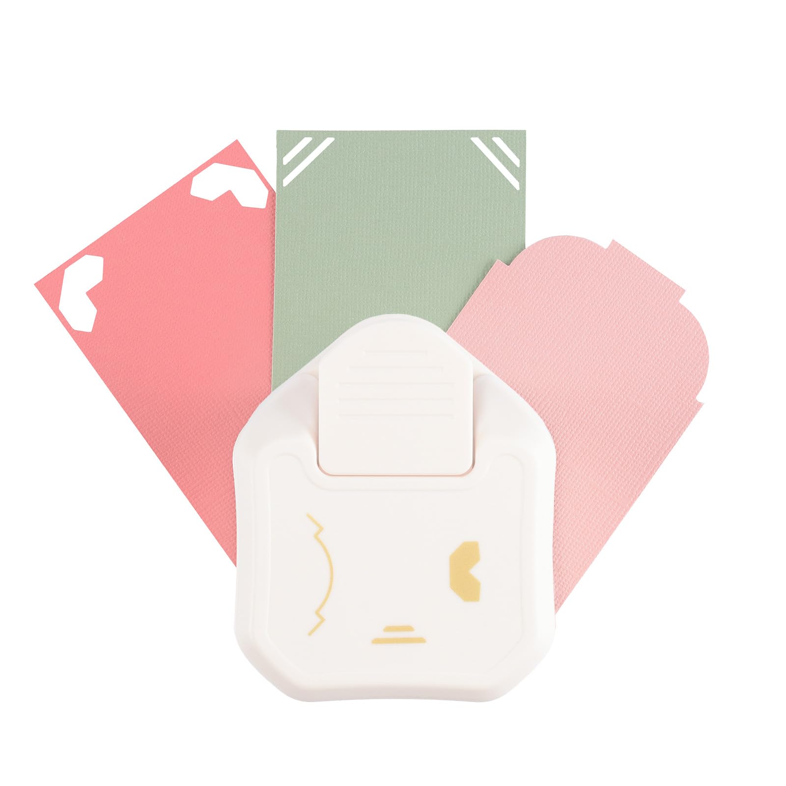 Vaessen Creative 3-in-1 Corner Punch Photo - Card Making and Crafting Supplies - Cutter for Paper, Invitations and Scrapbooking, White-Gold