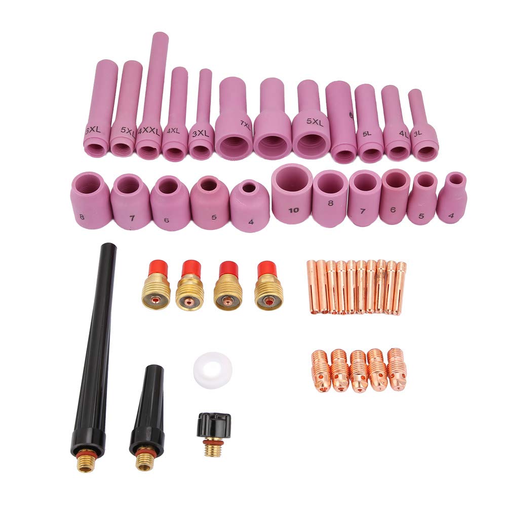 Akozon 46pcs Set di Materiali di Consumo per Torcia per la Serie WP -9/20/25 - Ugelli TIG, Parti degli Ugelli del Gas, Accessori Essenziali di Saldatura