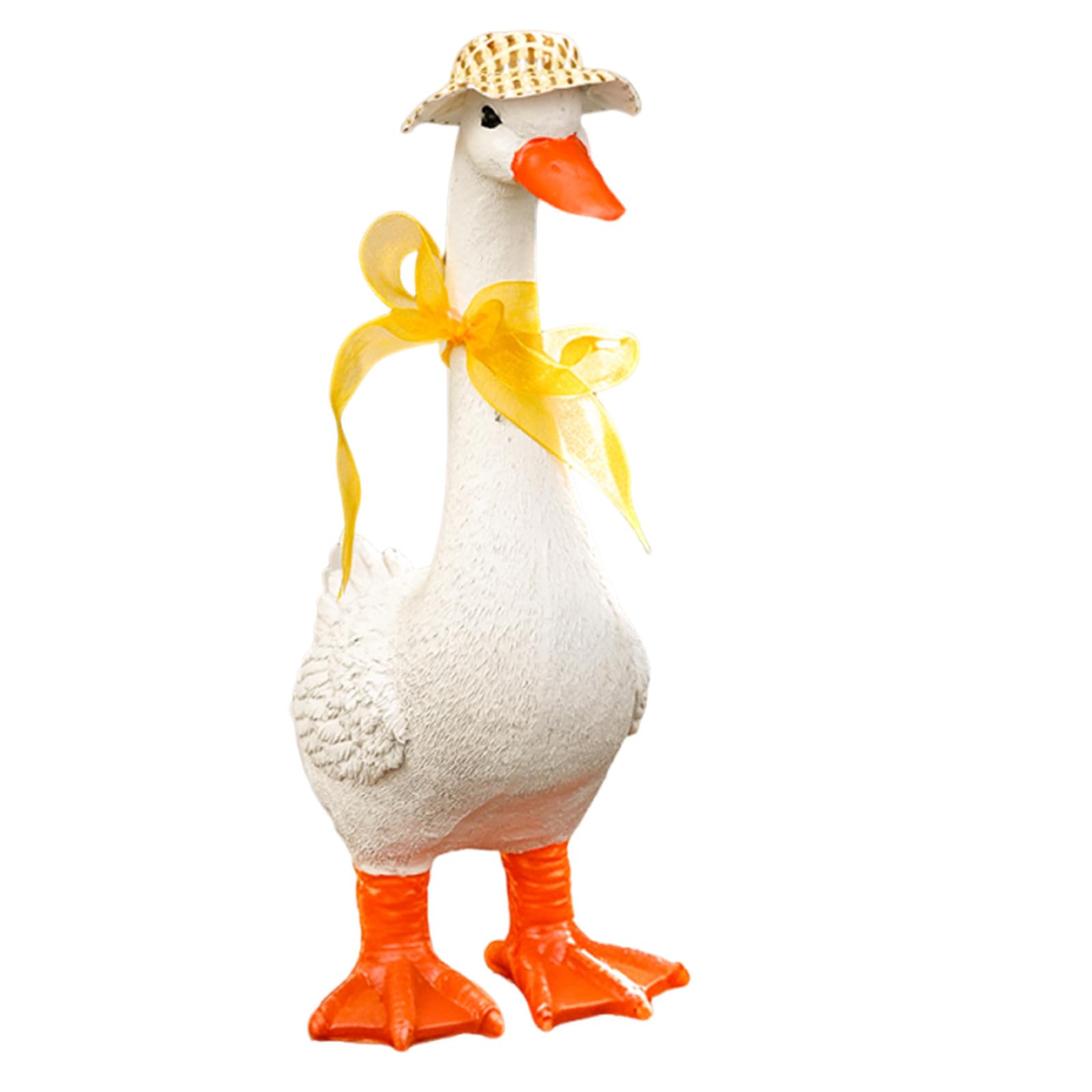 INOOMP Statuetta decorativa da esterno a forma di oca con cappello e, 30 | Decorazione a forma di oca per il portico, scultura di oca in resina per il giardino, statua di animale da fattoria,