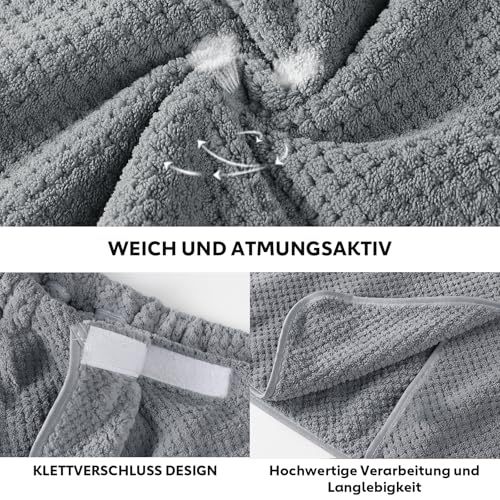 XGOPTS Bademantel Damen Saunakilt Saunatuch mit Klettverschluss Große Saunahandtuch Blau 175 x 85 cm