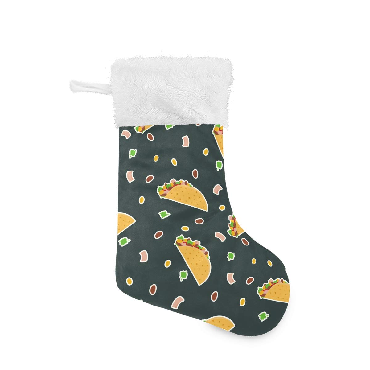 Christmas Stockings with Pug Space Print Xmas Stockings Ornament Gifts for Family Holiday Party Decor 1pcs (Taco Pattern, 17.71x12.20inx1)