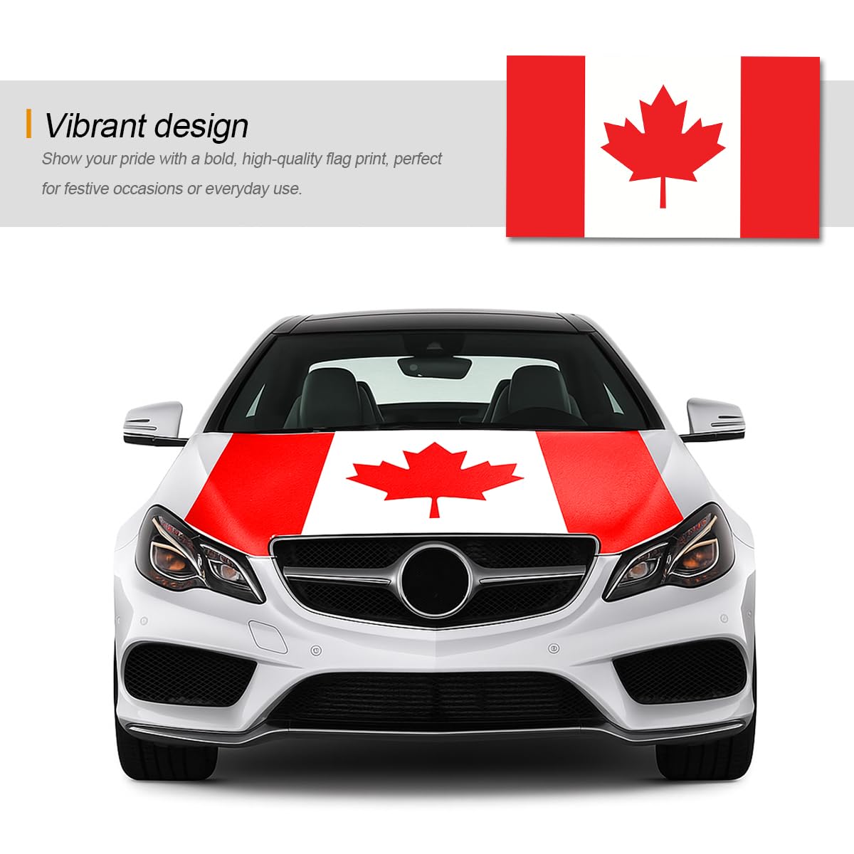 TNAIYH Canada Flag Car Hood Cover 63x47 Elastic Fabrics Vehicle Country Flag Bonnet Banner Weatherproof Automotive Exterior Decoration — view 3