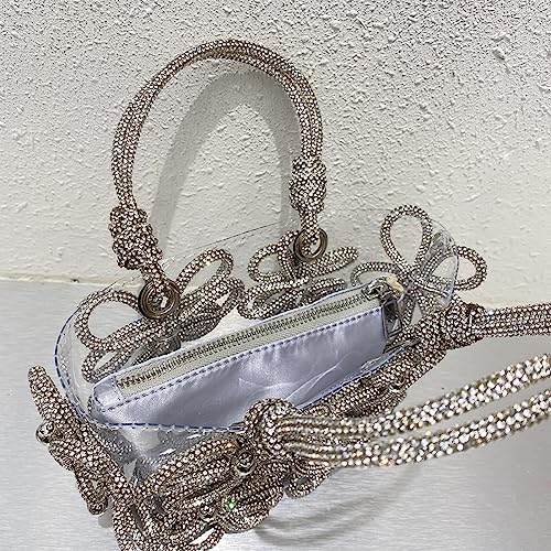 Image of Clear Rhinestone Handbag for Women Crystal Evening Purses with Handle Glitter Handbag for Wedding Party Prom