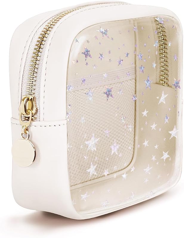 Estojo de maquiagem transparente Wandering Nature com estampa de estrelas