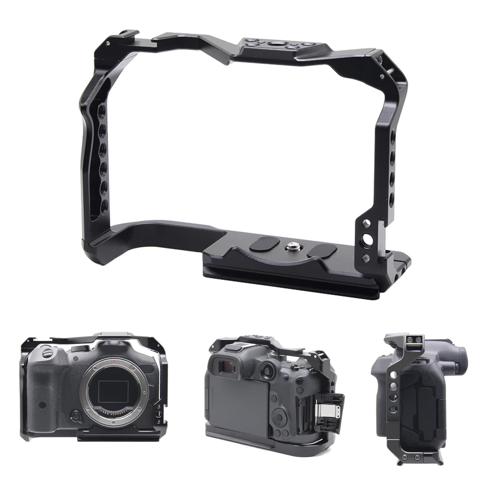 Jaula para cámara réflex digital Moiunt con agujeros roscados de 1/4 y 3/8 más ranuras de zapata fría para flexibilidad de accesorios, jaula de aluminio