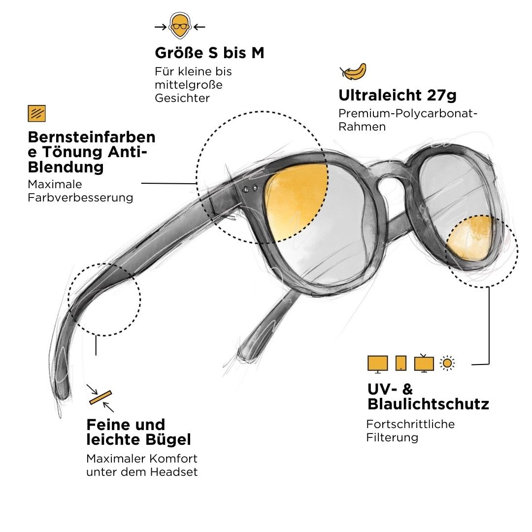 Horus X • Blaulichtfilter Brille Herren Damen | Blue Light Glasses | Gegen Ermüdung & Augenbelastung | Urban V3