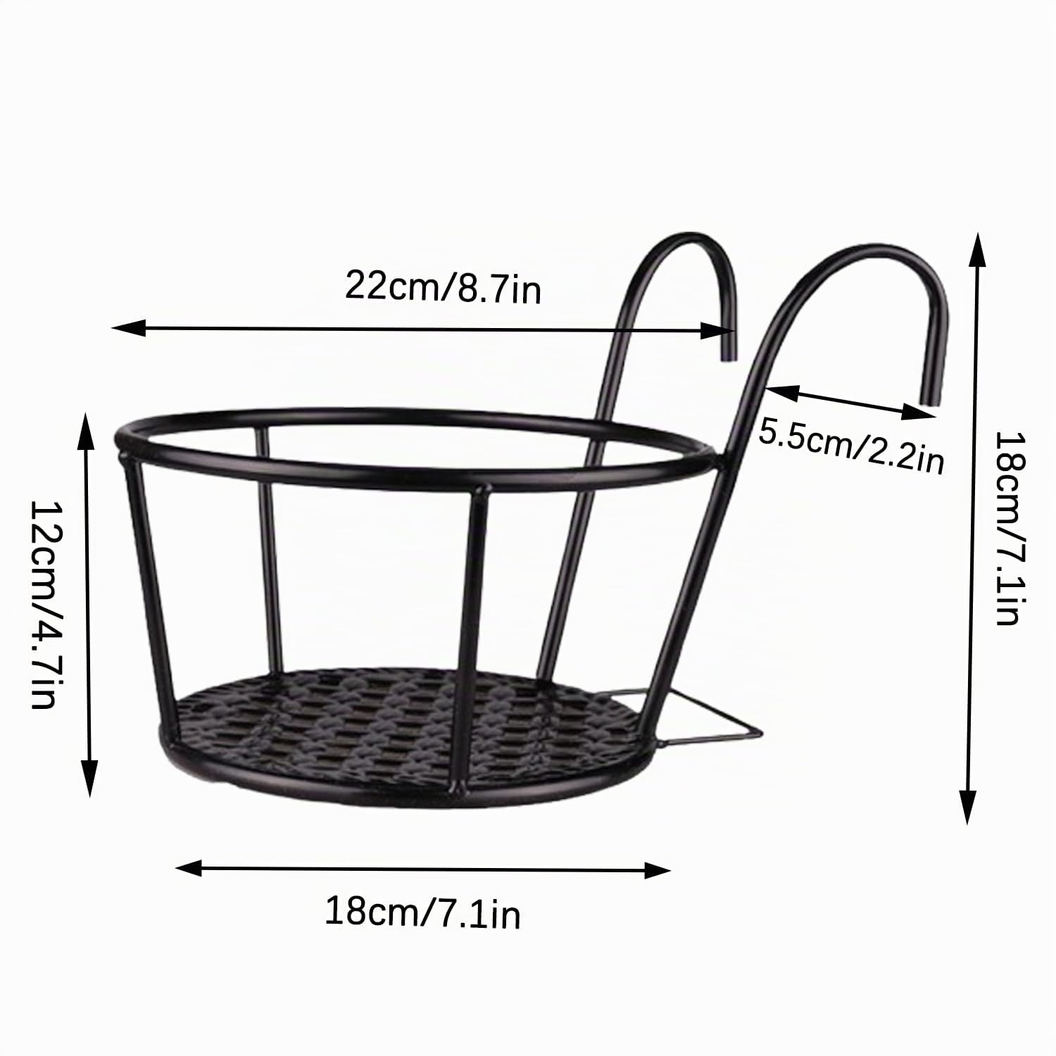 3 Pièces Support Pot De Fleur Extérieur, Pot Plante Garde Corps Suspendu Clôture, Support Fleurs Rond Crochet, Paniers De Fleurs Suspendus en Fer, Convient pour Balcon, Jardiniere, Clôture