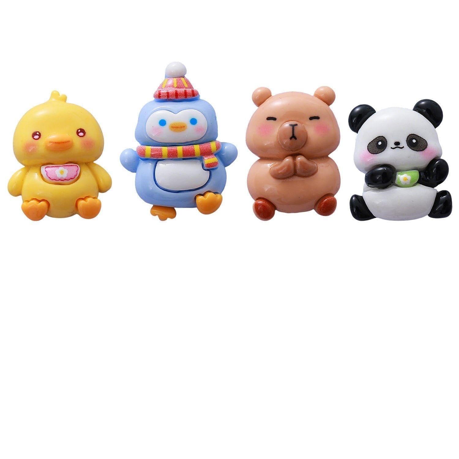 Rnskfg Color 4 Pieces Of Resin Animal Jewelry And 4 Cards, Cartoon Animal Jewelry, Mobile Phone Case Decoration, Creative And Interesting Gifts.