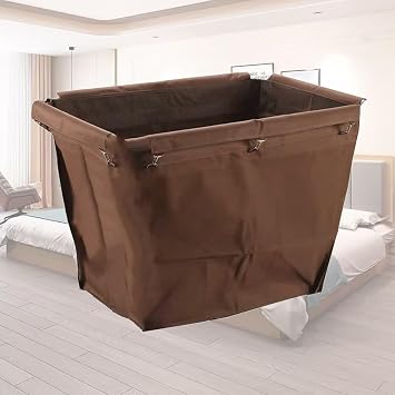 Large Commercial Laundry Cart with Wheels, Rolling Laundry Basket with Removable Liner Bag, for Hotels, Hospitals, Load Capacity 180Lbs Color Brown, Size Cloth Bag