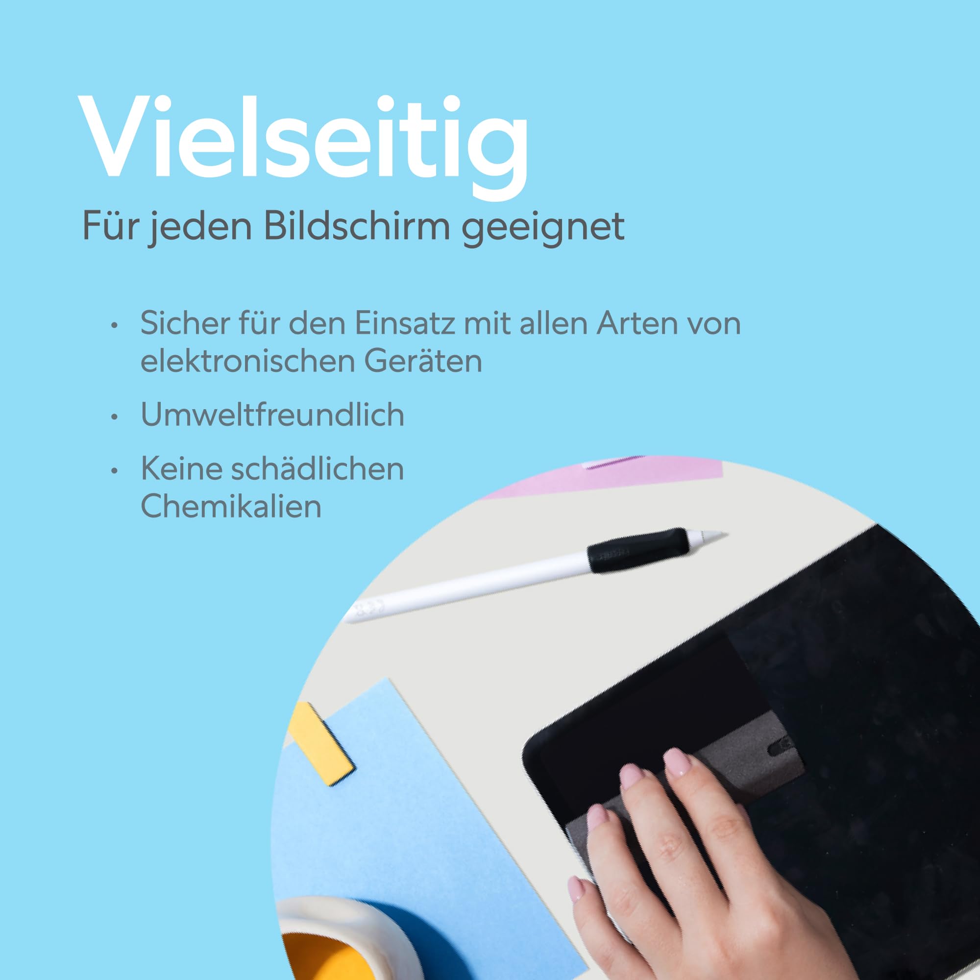 Paperlike® All-in-One Cleaning Kit – Nachfüllbarer Mikrofaser-Bildschirmreiniger inkl. Reinigungslösung + 5 Refill Tabs – für iPad & Displays