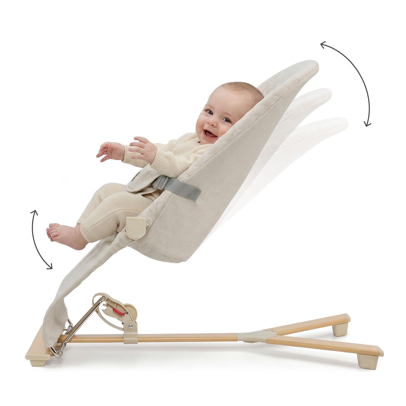 Kinderkraft MIMI, hamaca bebé, sin pilas, 3 posiciones, Beige