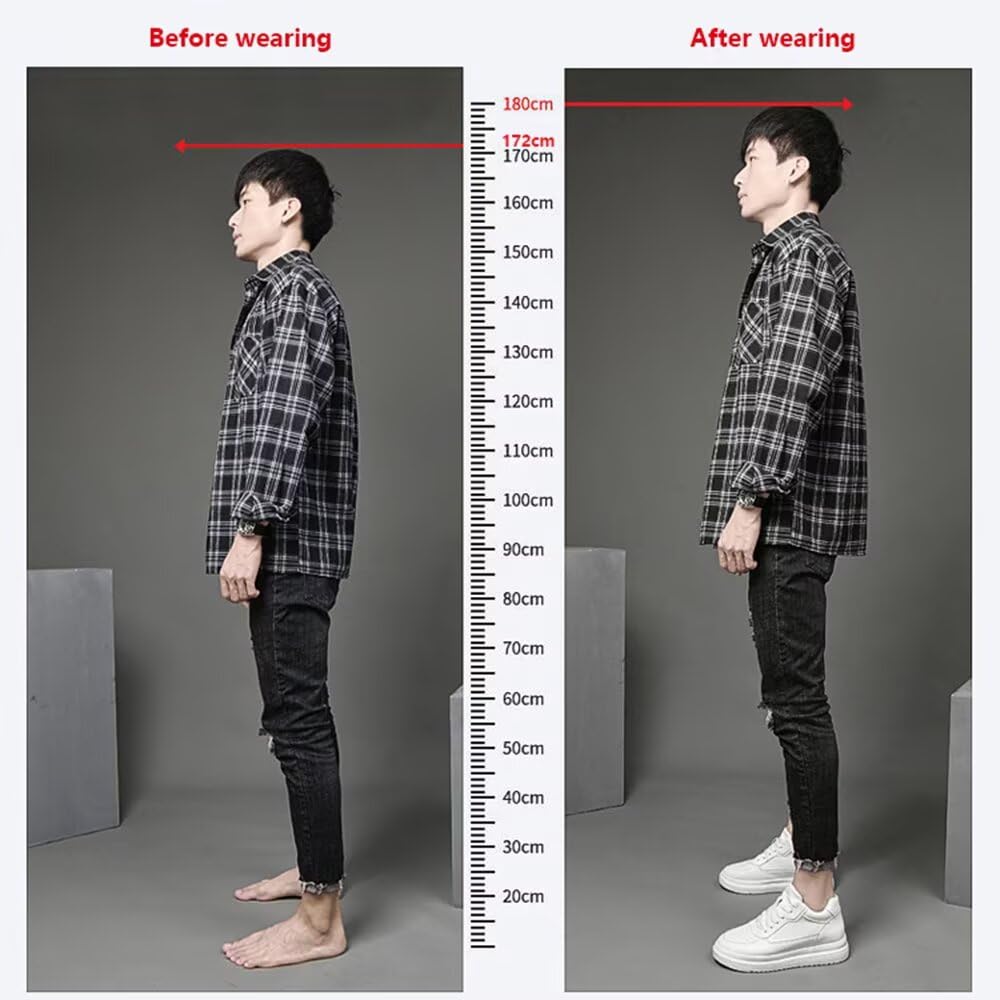 Diburosy 2.4” Men Leather Height Increase Skate Board Shoes