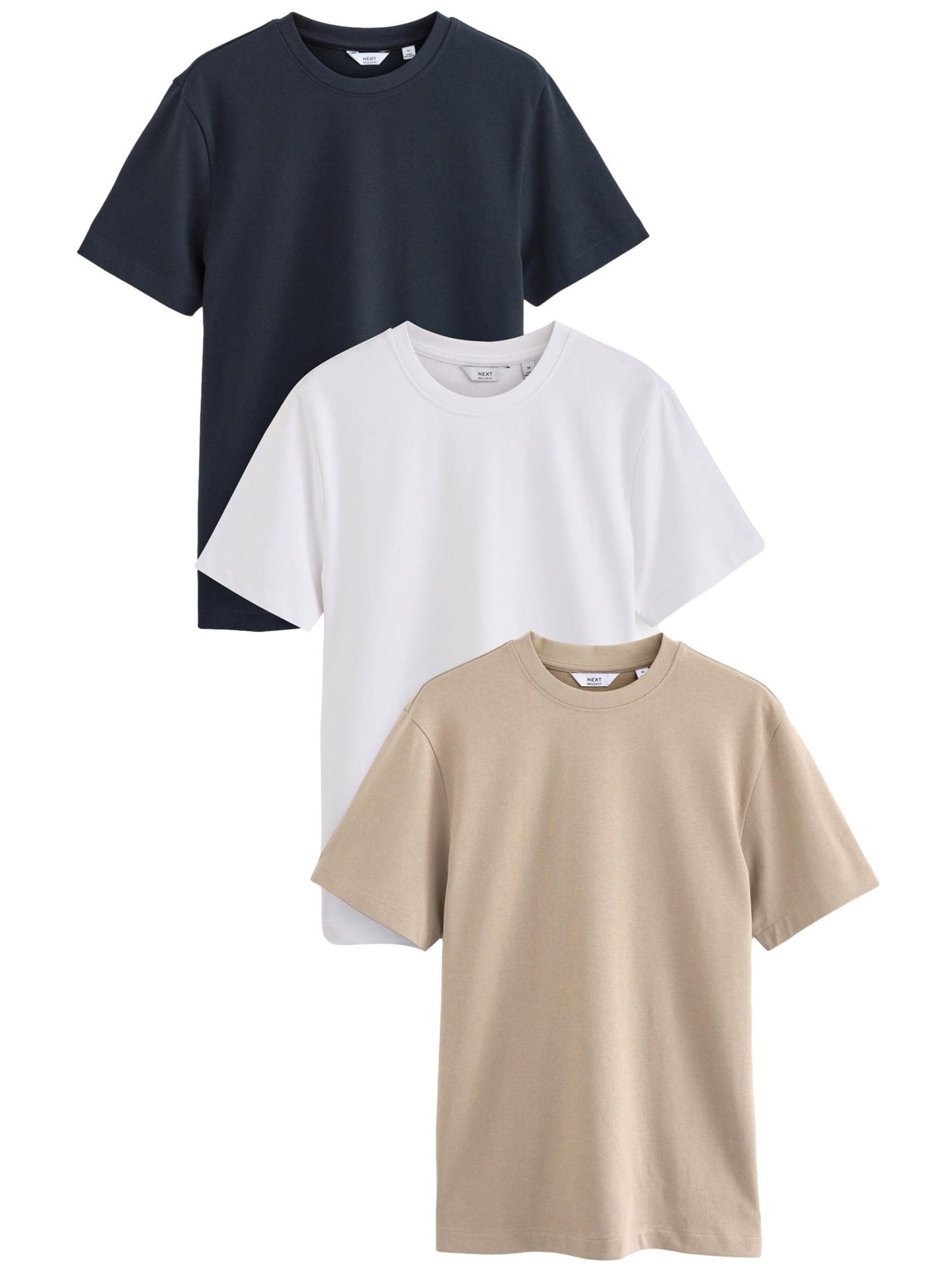 NEXT Hombres Pack de 3 Camisetas de Corte estándar y Tejido Grueso