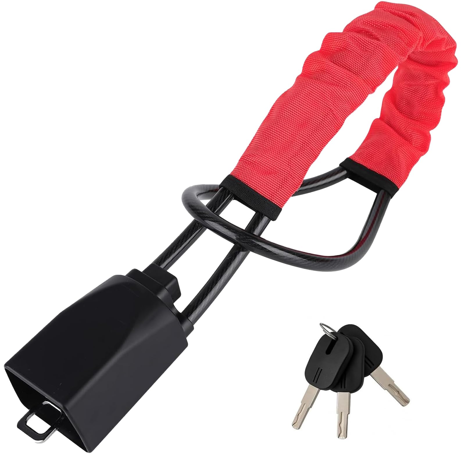 Steering Wheel Lock with 3 Keys,Seat Belt Lock High Visibility Car Locks Cut Resistance Anti-Theft Device Universal Steering Wheel to Seat Belt Locks for Cars SUV Van Golf RVs Cart Truck (Yellow) — view 7