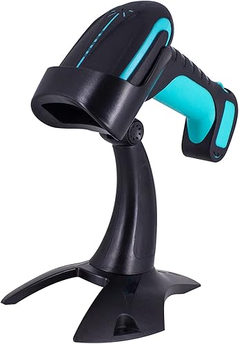 Alacrity Escáner de código de barras industrial 2D 1D QR con soporte, Bluetooth inalámbrico de 2.4 GHz 2 en 1, lector de código de barras manos