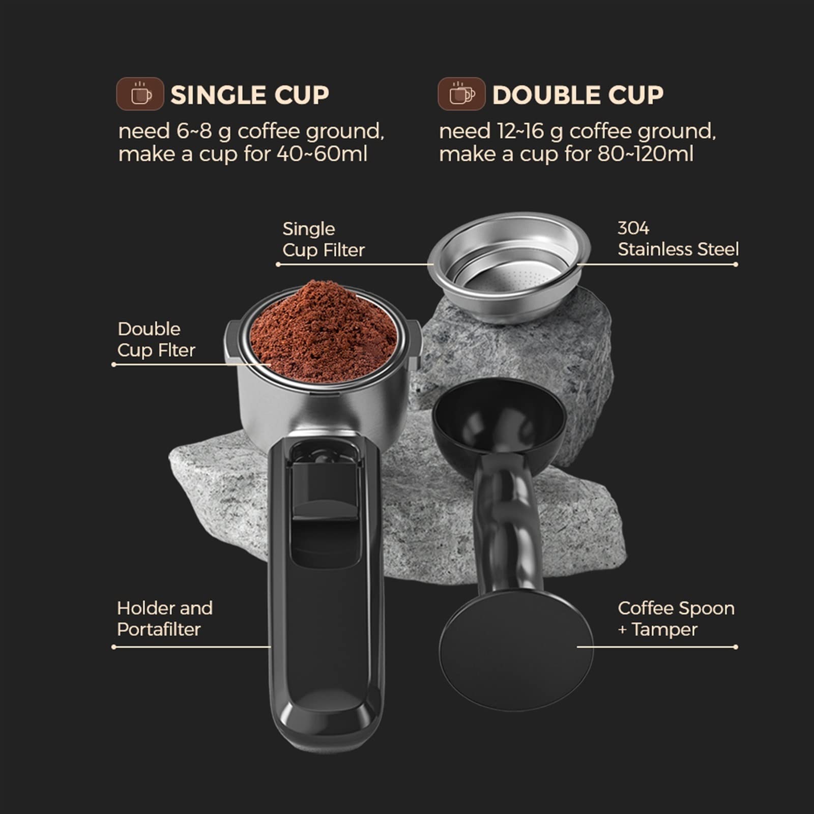 DieffematicKF Cafetera Cafetera Espresso 19 Bar Latte Maker automático con Varita de espumador de Leche para Espresso, Cappuccino Latte (Color : JS-101, Size : UK)