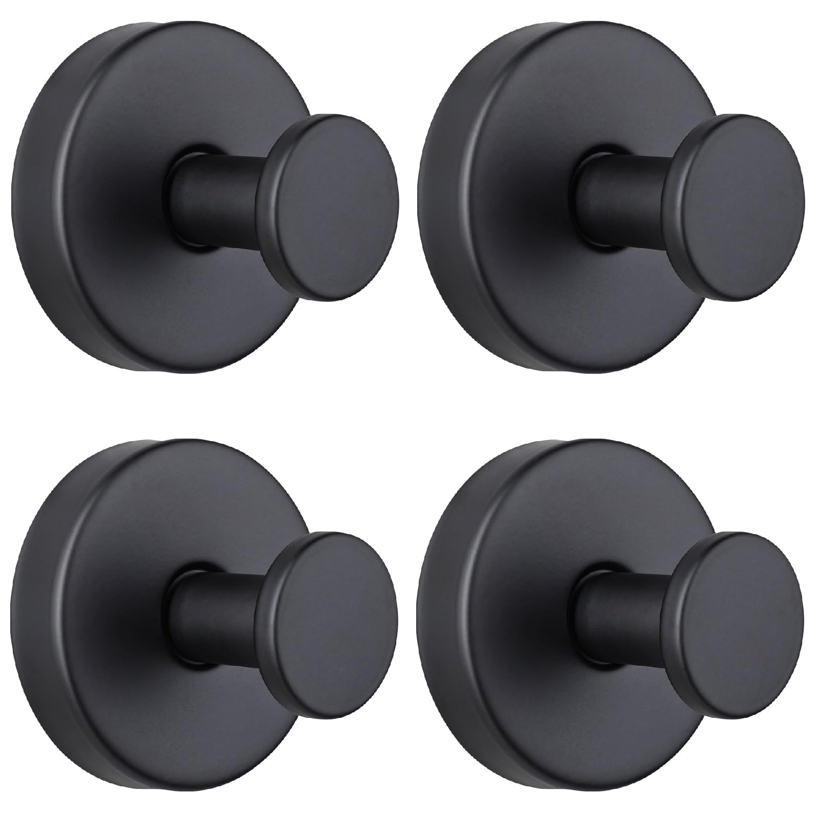 Neknock Suction Cup Hooks for Shower, Towel Hooks for Bathroom Kitchen Glass Mirror Tile, Stainless Steel Suction Hooks for Hanging Towel Coat Loofah Robe up to 15 lbs, 4 Pack (Black)