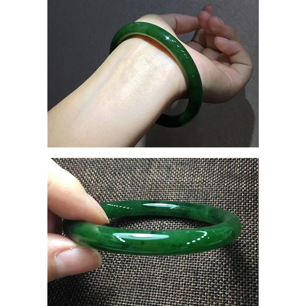 AKT Jade Bangle Pulsera Grado A Esmeralda Verde Natural Bisutería Artesanal para Mujer, Diámetro Interno 53-55 Mm