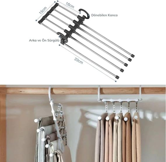 BUFFER® Movable In-Cabinet Pants Tie Wrap System Organizer Layered Hanger Organizer