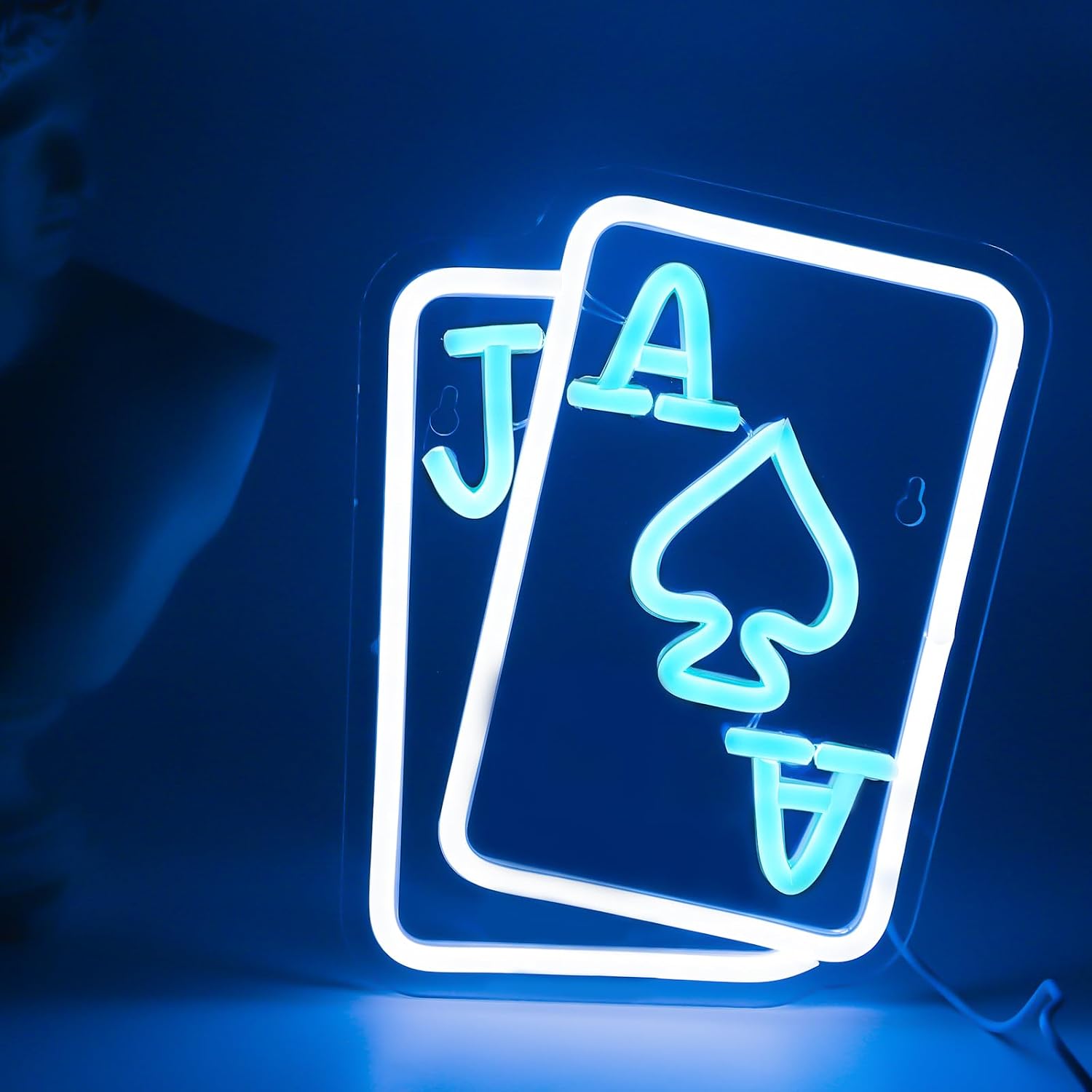 Playing Cards Neon Signs, Led Sign Gamer Neon Light for Wall Art Decor, USB Powerd Neon Night Light for Bedroom Casino Bar Hotel Play Room, Christmas Gift