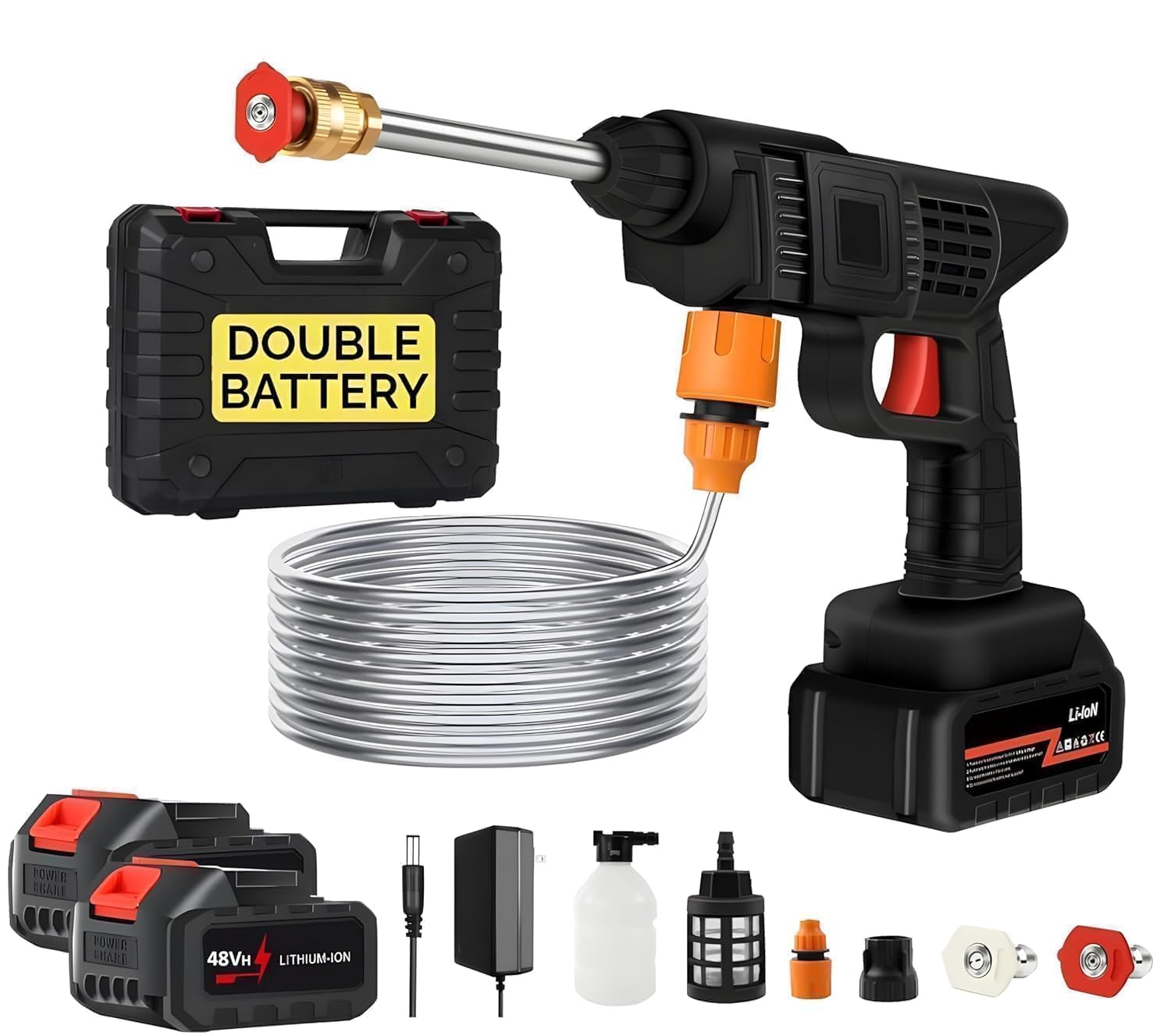 SARVASVA ENT Cordless Portable Wireless Pressure Washer Gun 48V 12000mah High Pressure Water Gun for Car Wash Bike Washing Cleaning| Adjustable Nozzle and 5M Hose Pipe (Double Battery 01)-picture-25