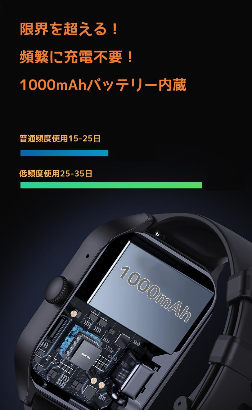 スマートウォッチ Smart Watch 活動量計 腕時計 iPhone対応 アンドロイド対応 Bluetooth6.0 通話機能付き 2.01インチ大画面 多種類文字盤 メッセージ通知 長持ちバッテリー 薄型 軽量 スポーツウォッチ 音楽再生 多機能スマートウォッチ 多種類運動モード (ベージュ) - 5