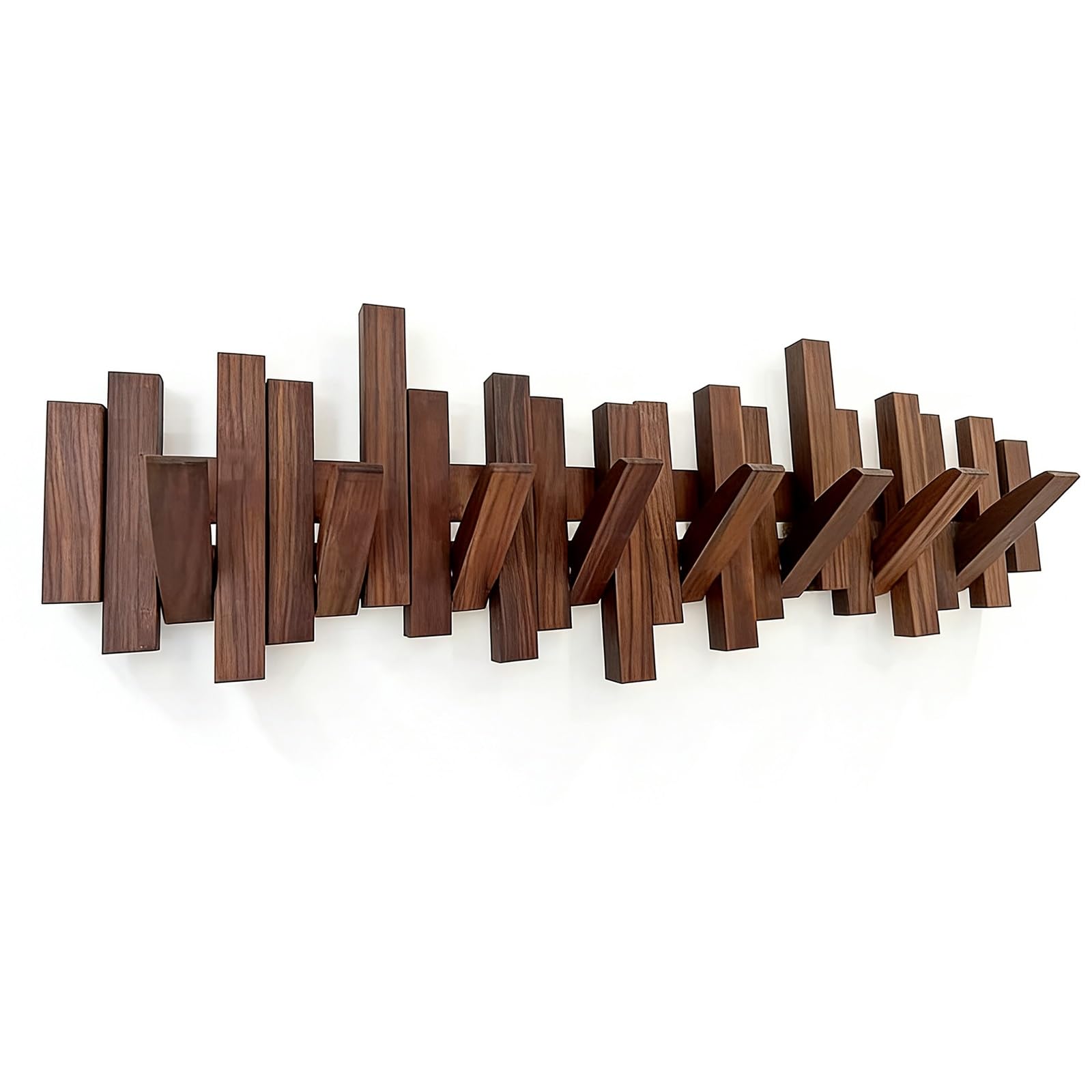 FNXBDPA Wooden Wall Coat Hanger with 8 Hooks,Entryway Coat Rack Wall Mount,for Hanging Clothes Robes Towels Coats