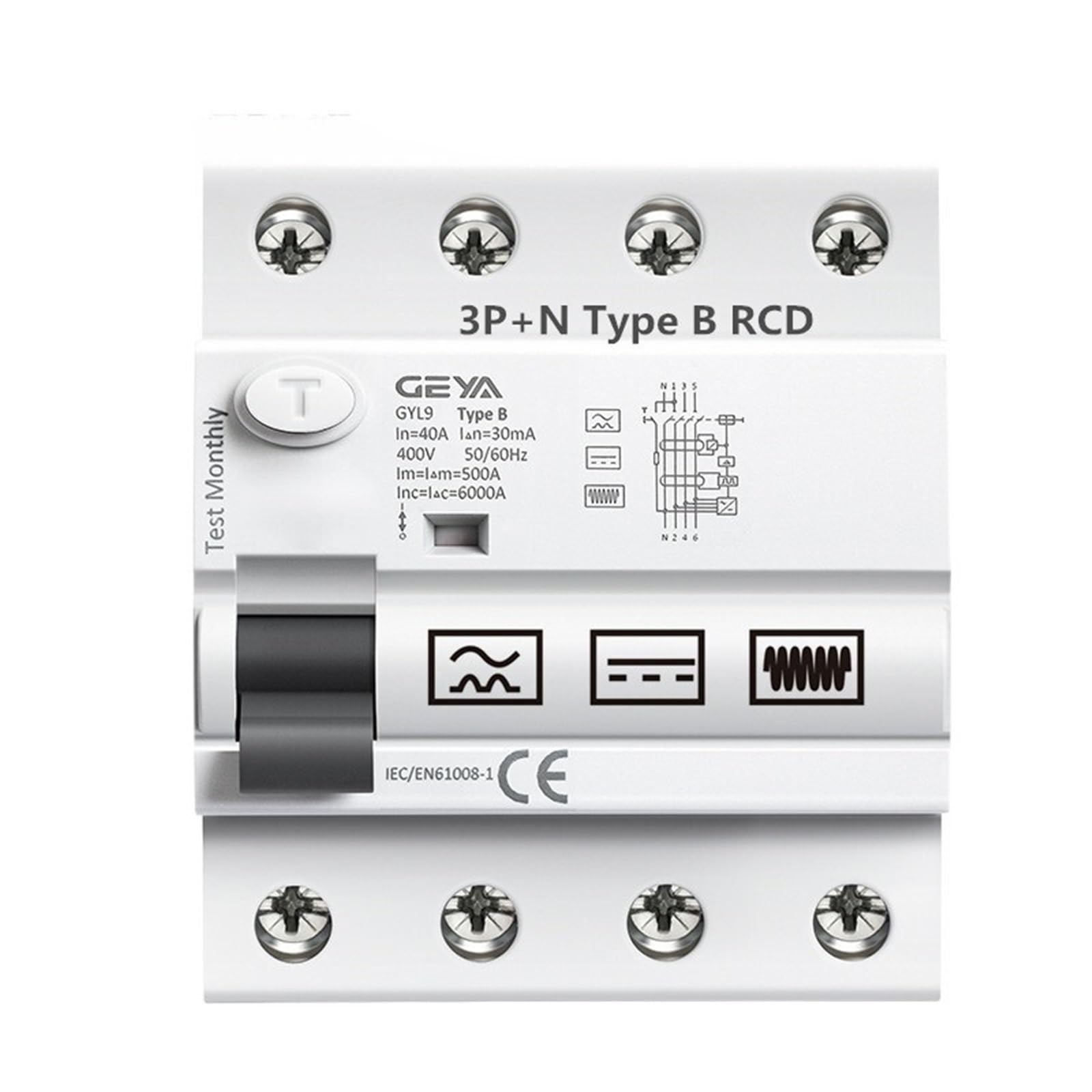 Disjoncteur différentiel GYL9 Type B 2P 40A 300mA pour rail DIN