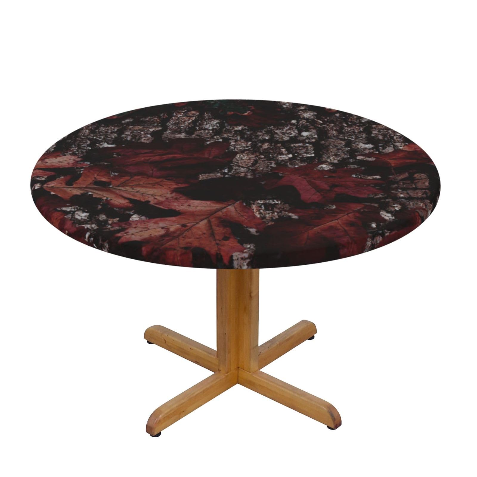 DUWAA Outfitter Tuff Camo Print Oxford Fitted Table Cover For Patio Picnic, Waterproof Round Tablecloth For Home And Outdoor