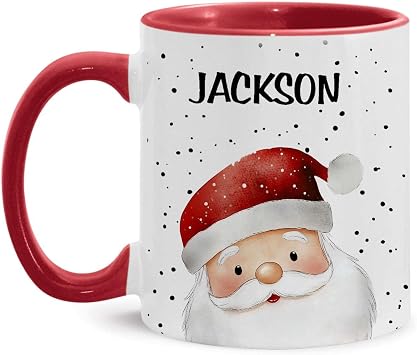 Santa Claus Coffee Cup With Personalized Name, Festive Christmas Accent Mug, 15oz, Custom Santa Full Portrait Ceramic Mug, Christmas Decorative Cup Gifts