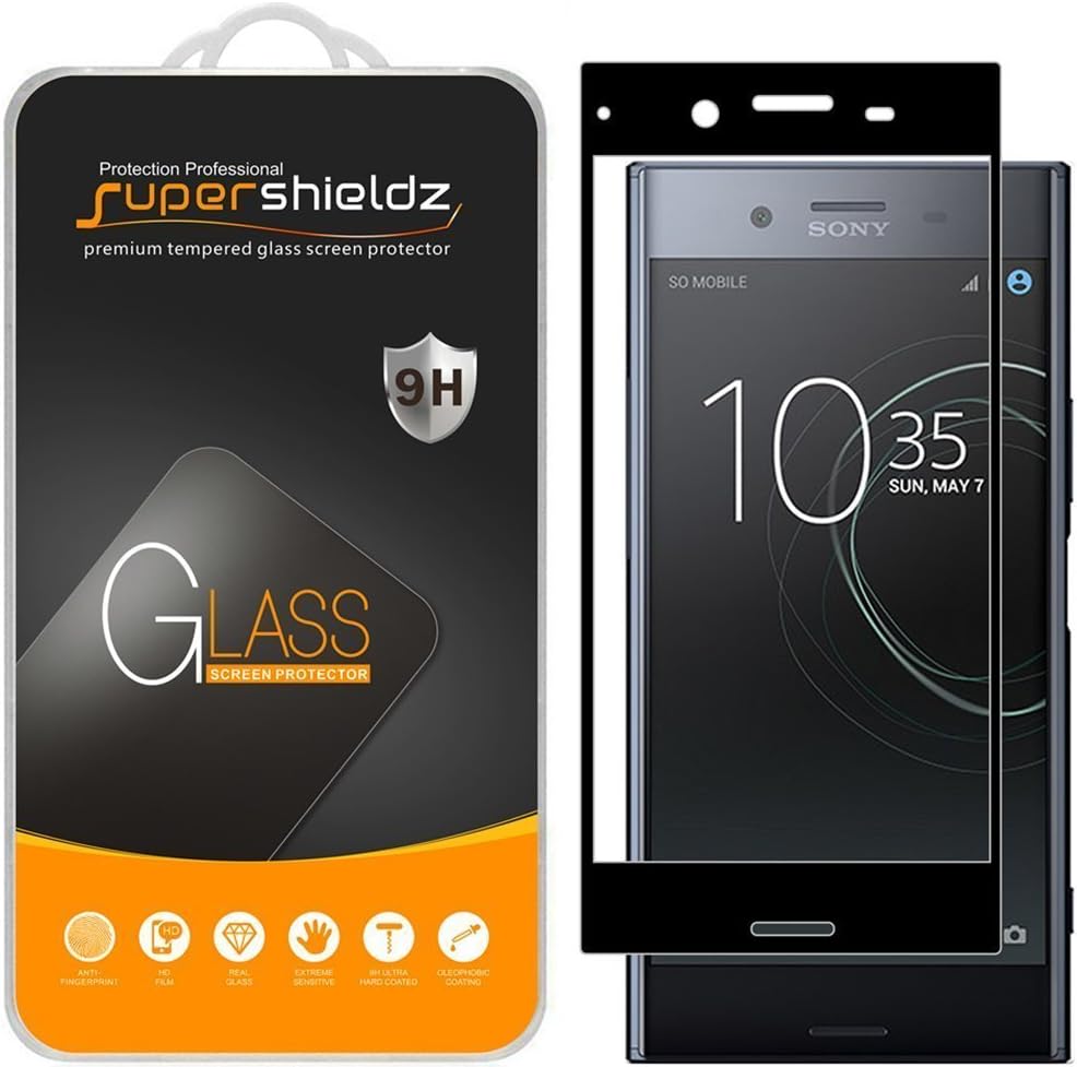 Designed for Sony (Xperia XZ Premium) Tempered Glass Screen Protector, (Full Screen Coverage) Anti Scratch, Bubble Free (Black)