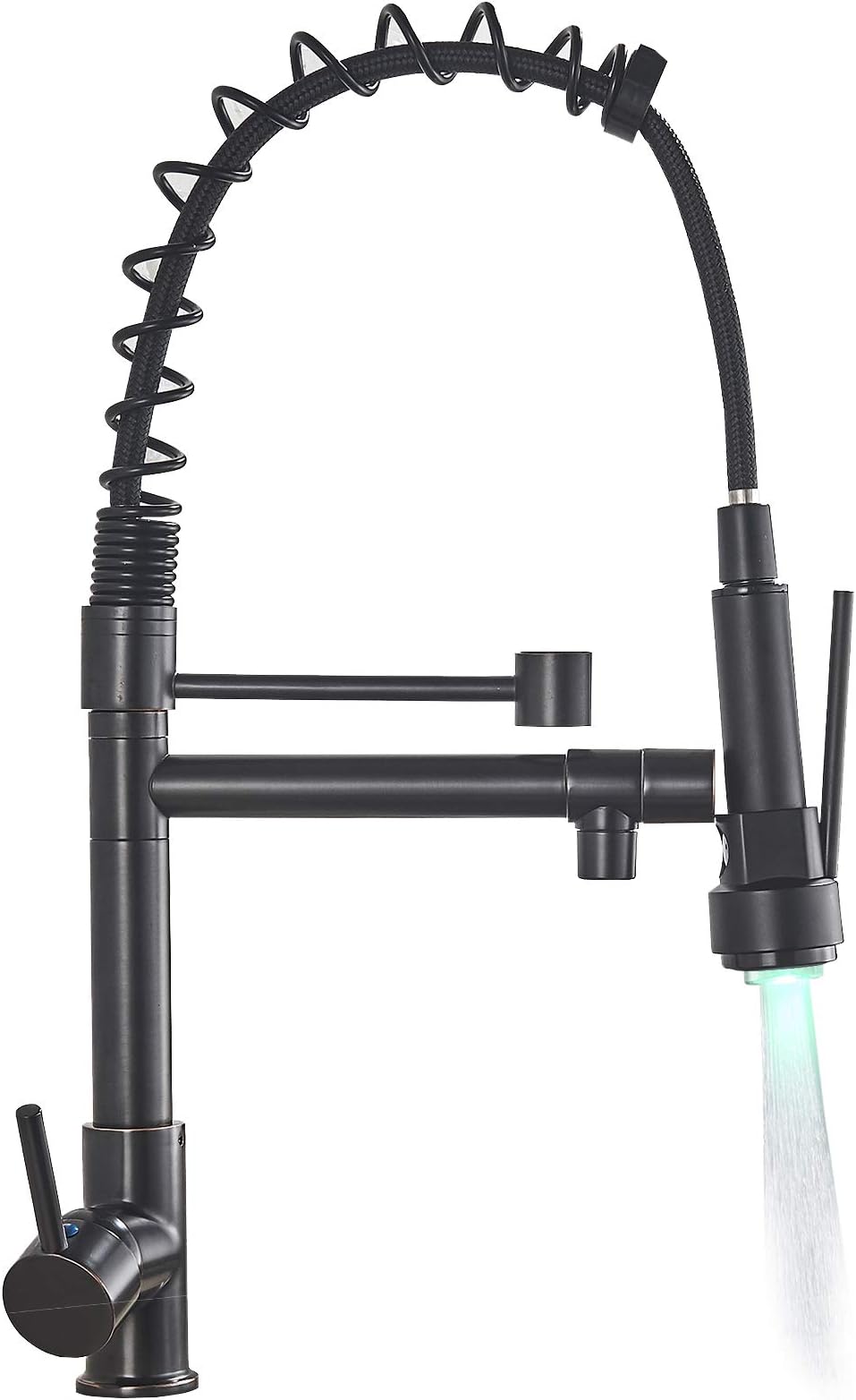 NeierThodore Kitchen Sink LED Faucet Rotate Spout One Handle Pull Down Sprayer Brass Spring Mixer Tap