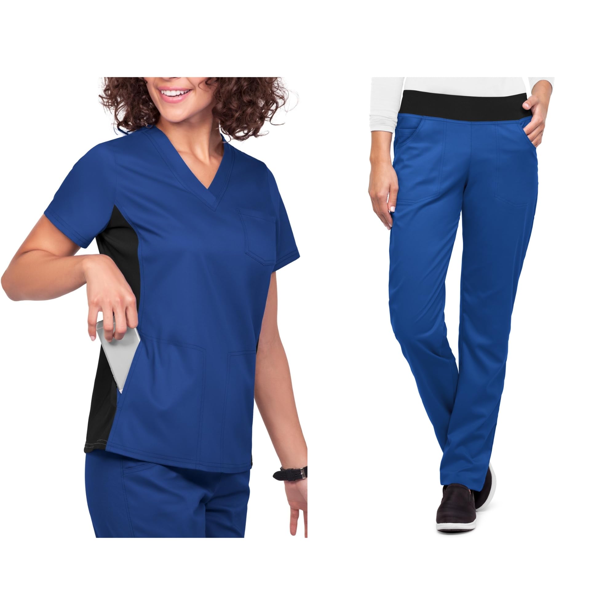 Women's 6-Pocket Scrub Set (XS-3X, 6 Colors) – Includes V-Neck Scrub Top & Yoga Scrub Pant