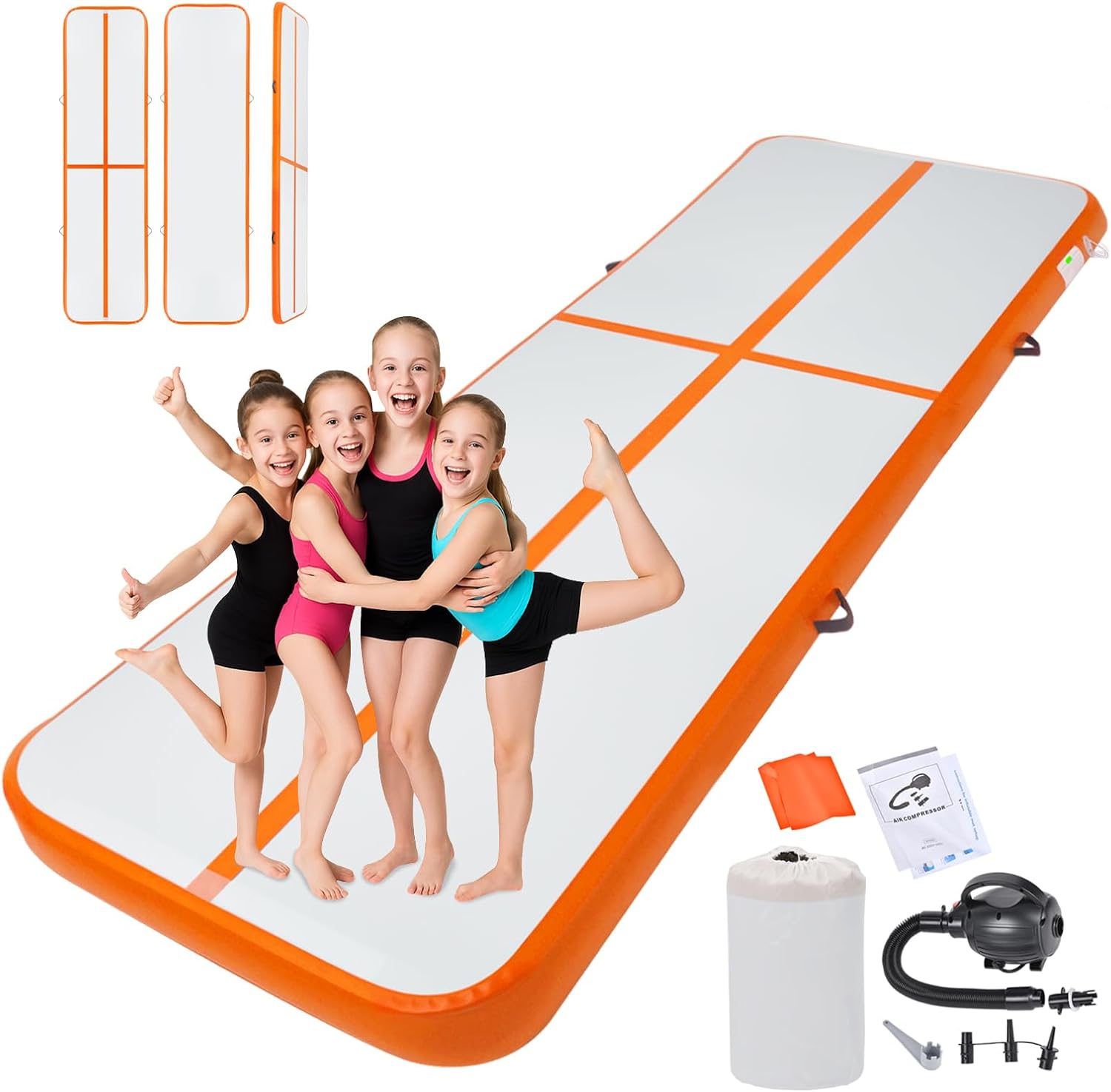 Advwin Air Track Inflatable Gymnastics Mat for Home Gym Training, 3m/4m/5m Tumbling Mat for Cheerleading Yoga w/Electric Pump & Storage Bag,Anti-Slip & Waterproof