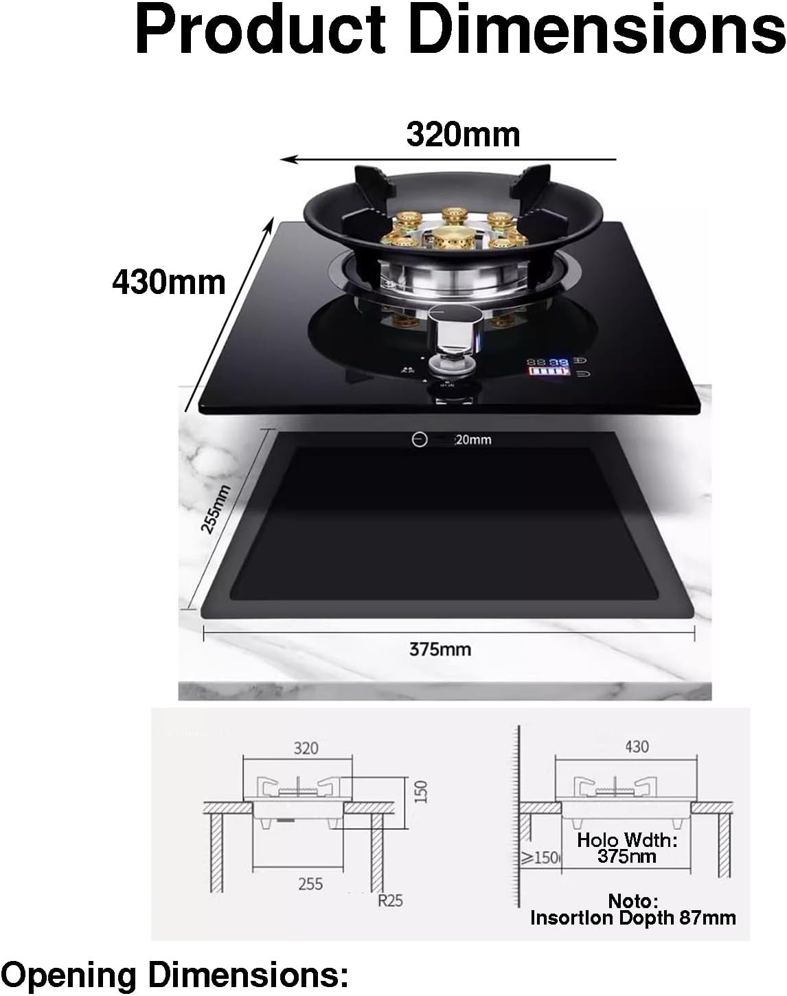 Portable Gas Cooker,5.2kW 9-cavity High-Heat Wok Burner with Tempered Glass,Instant Ignition and Safety Protection,99-minute Timer Design for Kitchen Camping(NG)