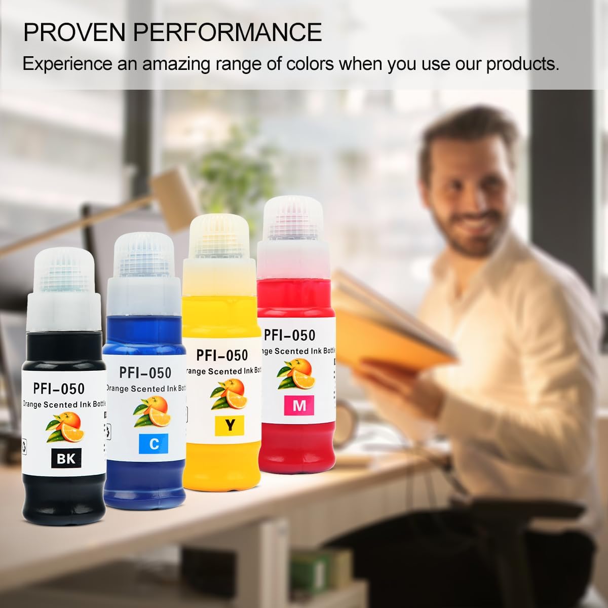 JiaXiang Ink Bottle PFI-050 Pigment Ink Tank 70ML (4-Pack, Black Cyan Magenta Yellow) PFI-050 PFI-050 Ink Cartridge Replacement for Canon imagePROGRAF TC-20 TC20MFP Large Format Printer