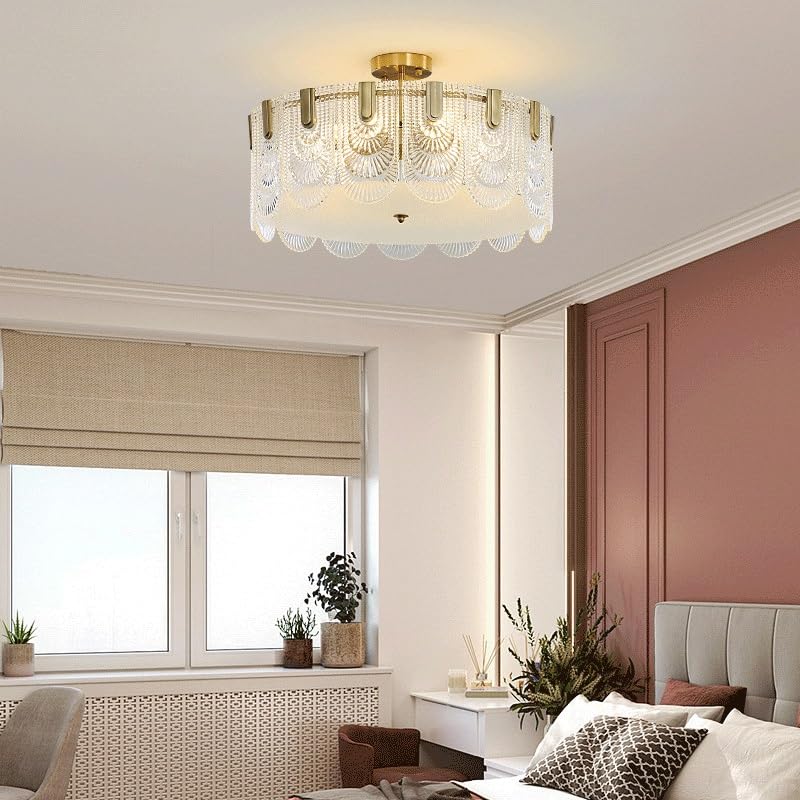 Lámpara de techo de cristal francés de lujo regulable con diseño floral elegante E14 4