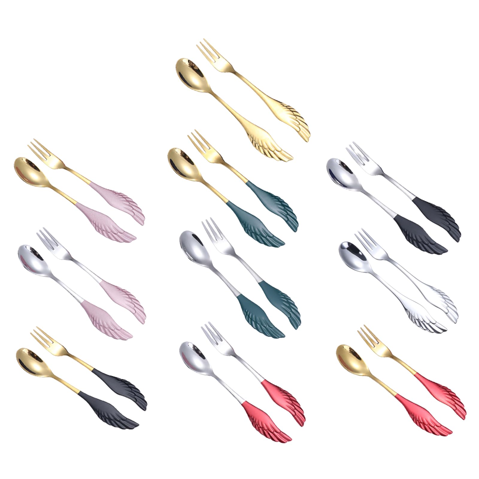 Zkbszn Tableware,Colorful Coffee Spoons Scoops Stainless Steel Hanging Coffee Spoon Teaspoon Sugar Ice Cream Wing Fork Tea Spoon Tools