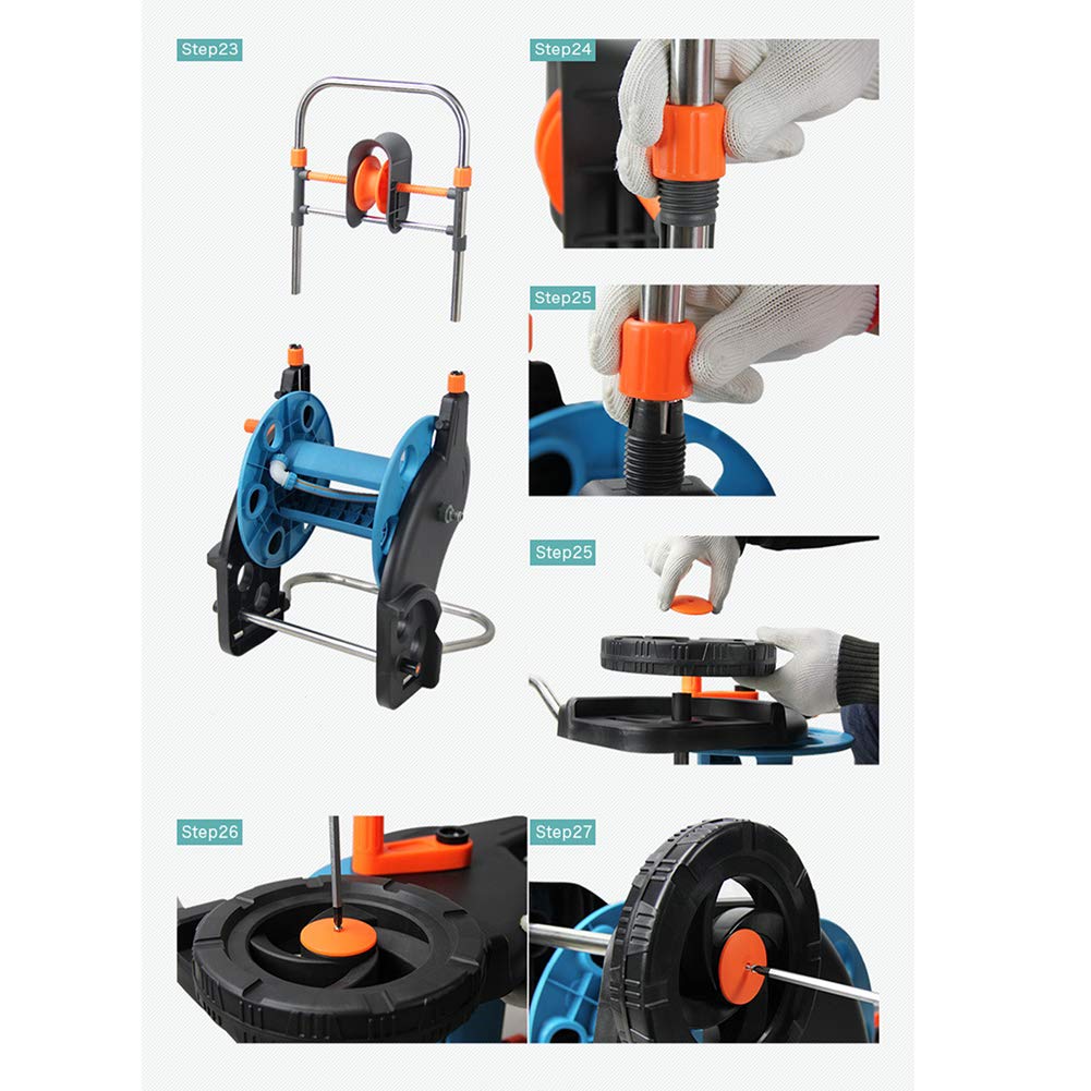 Carrello avvolgitubo da giardino con ruote, carrello portagomma con maniglia pieghevole, dispositivo antigoccia, carrello avvolgitore per tubo dell'acqua a 2 ruote per piante acquatiche da giardino,