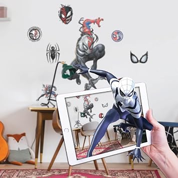 Wall Palz Marvel Venomized Spider-Man Wall Decals - Spider-Man Wall Decal - with 3D Augmented Reality Interaction - 27" Tall Venom Symbiote Peel and Stick Room Decor