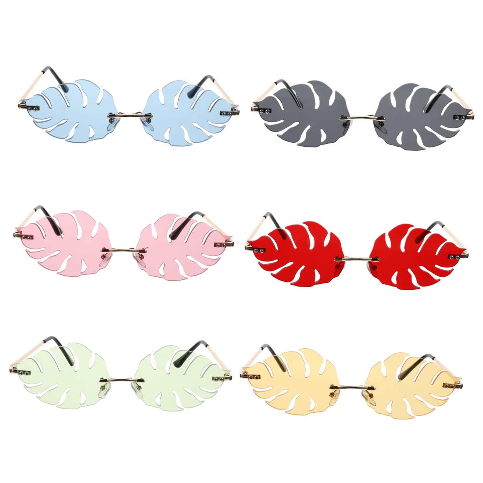 PACKOVE Rimless Photo Sunglasses Party Costume Accessory Colorful Leaf Design Party Decorations