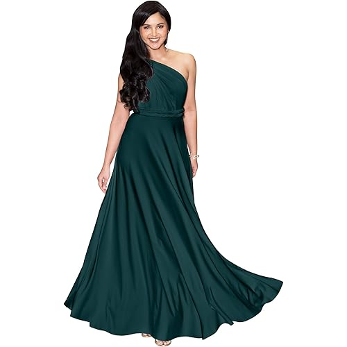 KOH KOH Womens Long Bridesmaid One Shoulder Convertible Wrap Cocktail Maxi Dress