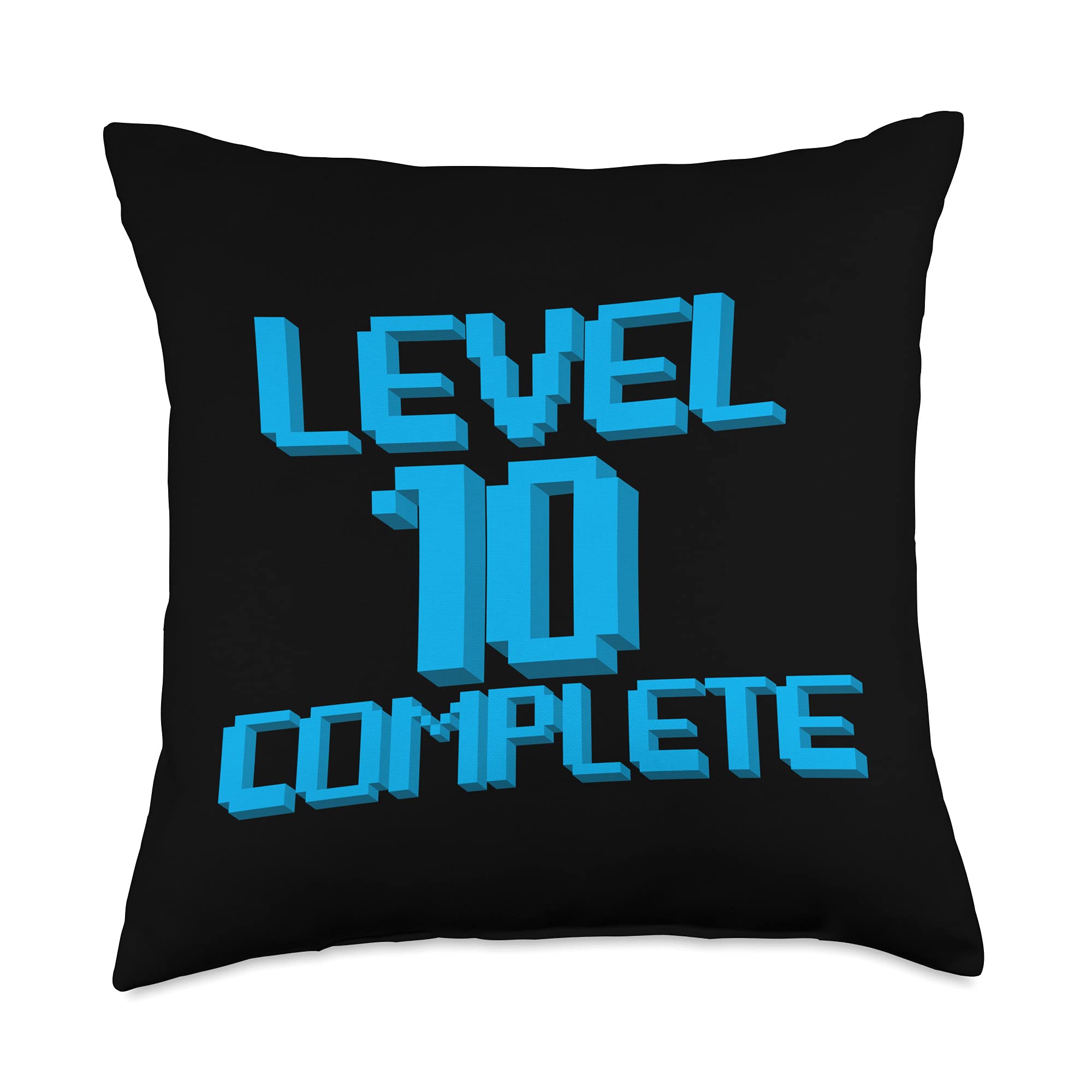 Level 10 Complete | Cool I'm A Ten Year Old Gamer Gift Throw Pillow, 18x18, Multicolor