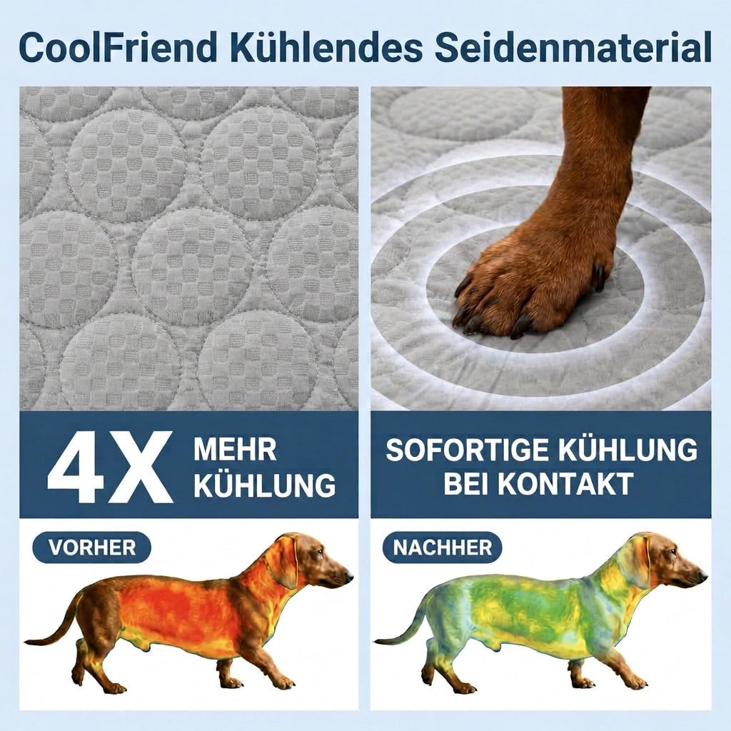 CoolFriend Kühlbett, Kühlmatte Hunde Katzen aus Eisseide rutschfest