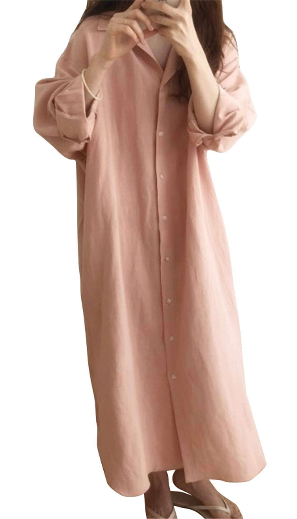 gguhhu-womens-chic-button-down-rolled-up-sleeve-long-cotton-blouse-maxi