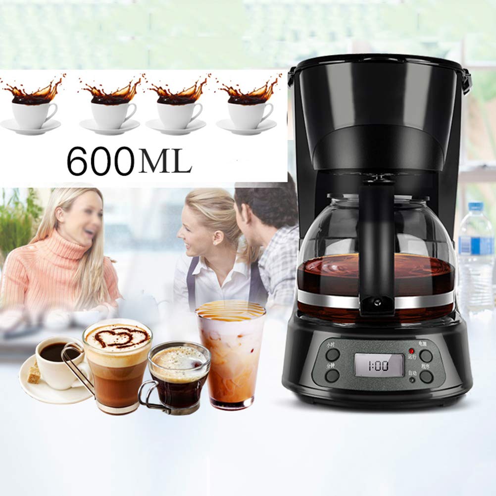 Cyfrowy ekspres do kawy, programowalny timer, szklany dzbanek 0,6 l, 600 W, system szybkiego ogrzewania, płyta utrzymująca ciepło wraz z filtrem stałym i automatycznym wyłączaniem, ekspres do kawy