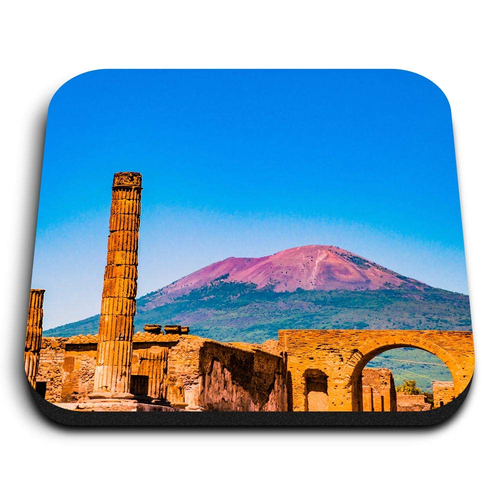 Destination Vinyl Ltd Multicolor 1 X Square Mdf Fridge Magnet - Mount Vesuvius Italy Pompeii 3498