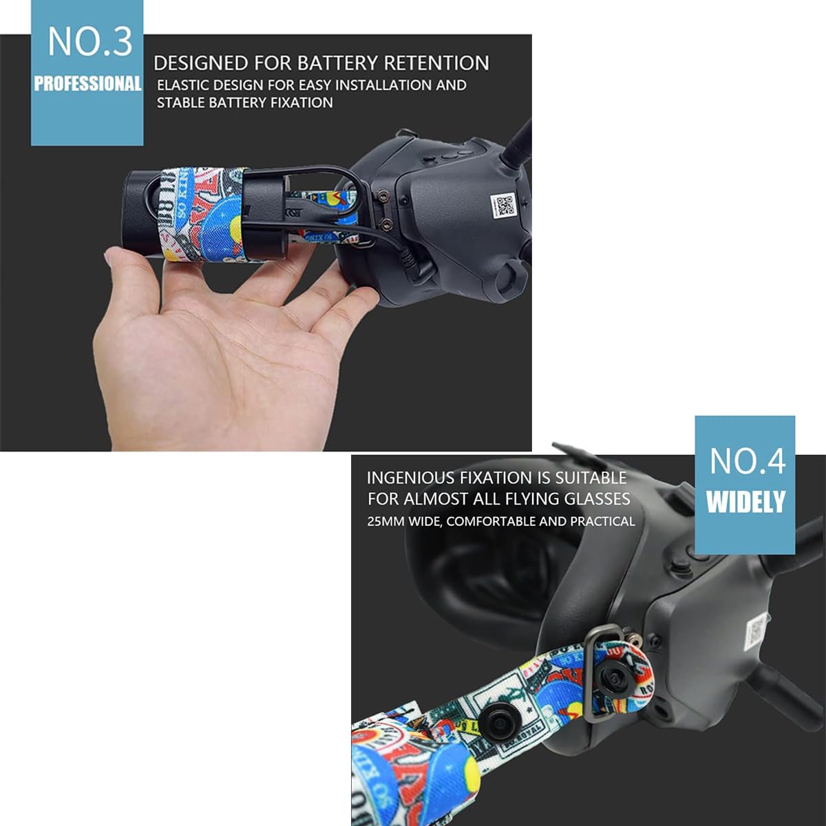 TMOM Pasek na głowę dla DJI FPV Goggles V2 i innych VR Eye Maska Regulowany elastyczny pasek do okularów VR (Opaska na głowę+Kabel+Osłona ochronna)