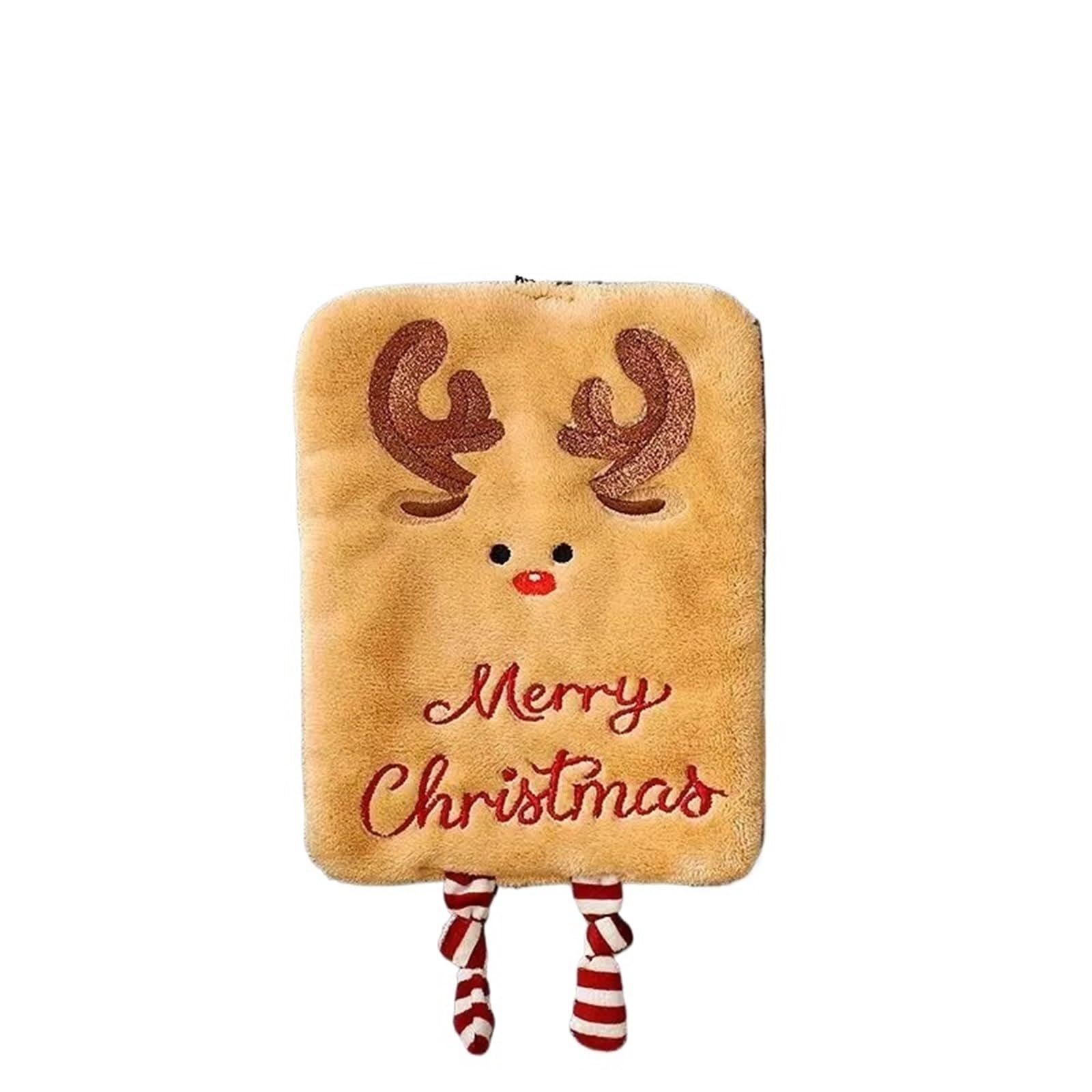 PPdingding 2pcs Cute Hanging Hand Towels - Thick Coral Fleece, Absorbent Quick-Dry Kitchen Rags for Christmas Home Decor(Brown)